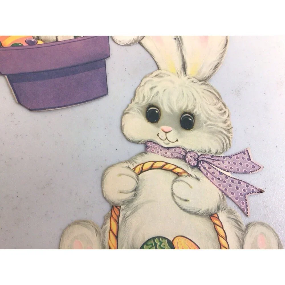 Vintage Easter Rabbit Die Cut Cutout Decorations Lot of 6